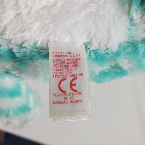 Ty Beanie Boo Piper The Fox Plush Large 16" Aqua Chevron Claires Exclusive - Picture 9 of 9
